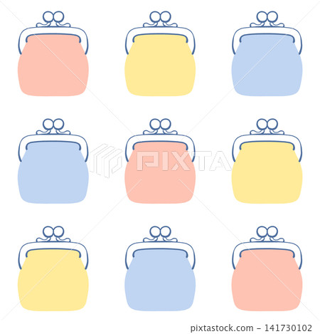 An illustration of coin purses lined up. An illustration of coin purses lined up. 141730102
