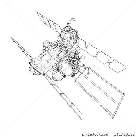 detailed illustration of a spacecraft in orbit detailed illustration of a spacecraft in orbit 141730152