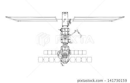 detailed illustration of a space station. Vector detailed illustration of a space station. Vector 141730159