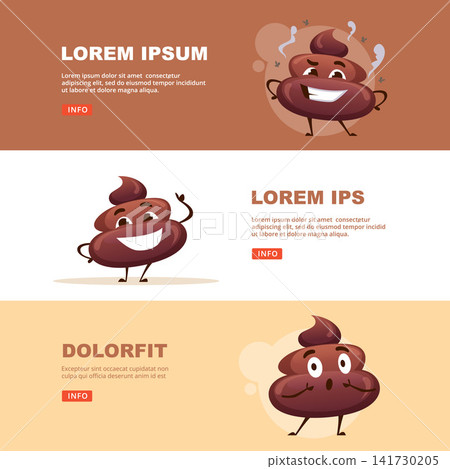 Funny poop mascot web banner templates set Funny poop mascot web banner templates set 141730205