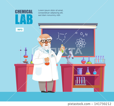 Chemist professor in laboratory with test tubes vector illustration Chemist professor in laboratory with test tubes vector illustration 141730212