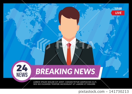 Breaking news TV broadcast template vector illustration Breaking news TV broadcast template vector illustration 141730213