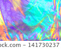 Iridescent holographic texture with vibrant rainbow color and reflective abstract foil surface 141730237