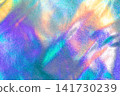 Iridescent holographic texture background with rainbow metallic sheen and abstract colorful light reflections 141730239