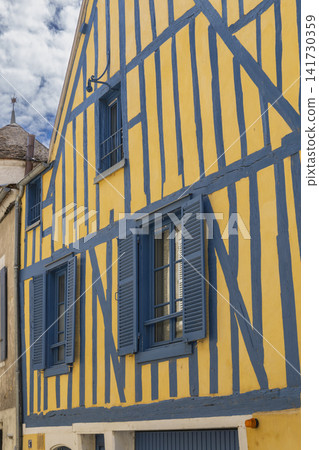 Half timbered house facade in Auxerre, France Half timbered house facade in Auxerre, France 141730359