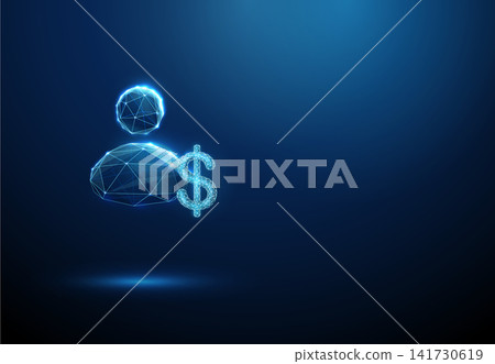 3D blue avatar and dollar sign Fintech, ai finance assistant, virtual agent advisor, money management, online banking, wealth growth, investment, bank account concept 3D blue avatar and dollar sign Fintech, ai finance assistant, virtual agent advisor, money management, online banking, wealth growth, investment, bank account concept 141730619