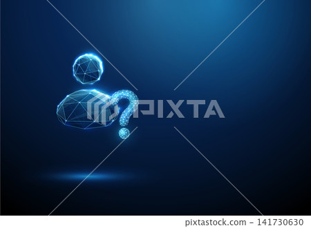3D blue avatar and question mark. Inquiry, ai support assistant, virtual agent help, question answer, problem solving, faq guidance, information concept 3D blue avatar and question mark. Inquiry, ai support assistant, virtual agent help, question answer, problem solving, faq guidance, information concept 141730630