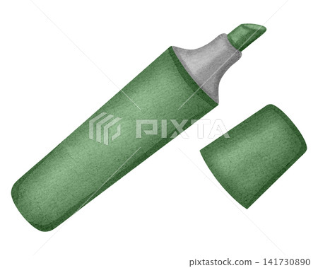 Watercolor illustration of a marker with an open cap, isolated on a white background. Stationery. Ideal for educational banners, fall posters, and back to school promotions. Watercolor illustration of a marker with an open cap, isolated on a white background. Stationery. Ideal for educational banners, fall posters, and back to school promotions. 141730890