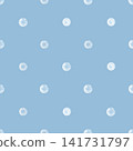 Simple Seamless pattern with blue watercolor polka dots on a blue background. Background ideal for baby boy products, packaging, nursery decor, stationery, textiles, and playful surface design 141731797