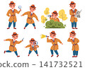 Child detectives. Cute kids little detective, boy investigator girl police inspector crime investigation mystery evidence research cartoon characters set classy vector illustration 141732521