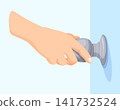 Hand door handle. Hands hold doors handles, open close doorknob home entrance new home room concept knob apartment security lock picking protection cartoon neat vector illustration 141732524