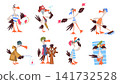 Seagull characters. Gull sea bird, sailor captain funny animal ocean summer beach mascot marine anchor seabird cartoon character nautical vacation set classy vector illustration 141732528