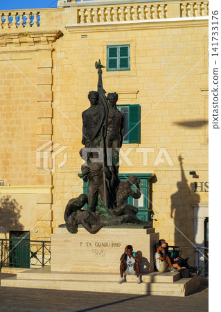 VALLETTA, MALTA - NOVEMBER 12, 2018 - Sette Giugno Monument VALLETTA, MALTA - NOVEMBER 12, 2018 - Sette Giugno Monument 141733176