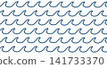 Repeated parallel blue wavy lines isolated on white background. Sea or ocean rippled water texture. Simple summer print. Aquarium or pool surface background. Vector flat illustration 141733370