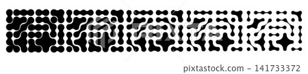 Connected round shapes with vanishing effect. Trendy metaballs background. Organic blobs pattern. Linked liquid drops, neurons or biological cells. Modern abstract print. Vector graphic illustration Connected round shapes with vanishing effect. Trendy metaballs background. Organic blobs pattern. Linked liquid drops, neurons or biological cells. Modern abstract print. Vector graphic illustration 141733372
