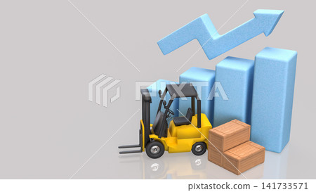 Industrial Logistics Growth with Forklift and Cargo Boxes 3d render. Industrial Logistics Growth with Forklift and Cargo Boxes 3d render. 141733571