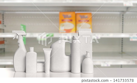 Generic White Consumer Product Packaging Mockup in Modern Retail Store 3d render. Generic White Consumer Product Packaging Mockup in Modern Retail Store 3d render. 141733578