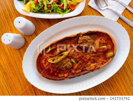 Turkish traditional soup on wooden background Turkish traditional soup on wooden background 141733742