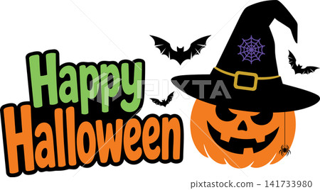 Illustration of a Happy Halloween greeting Illustration of a Happy Halloween greeting 141733980