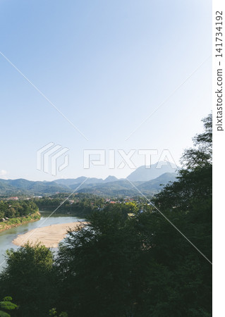 A river flowing through Luang Prabang, Laos 141734192