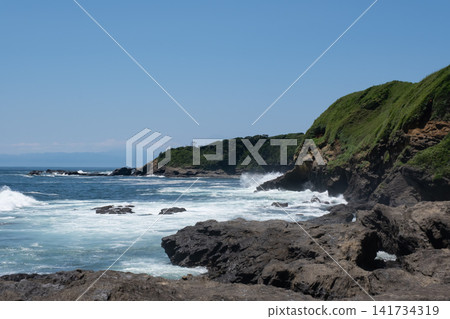 Waves crashing onto the shore, Jogashima Island, Miura City, Kanagawa Prefecture Waves crashing onto the shore, Jogashima Island, Miura City, Kanagawa Prefecture 141734319