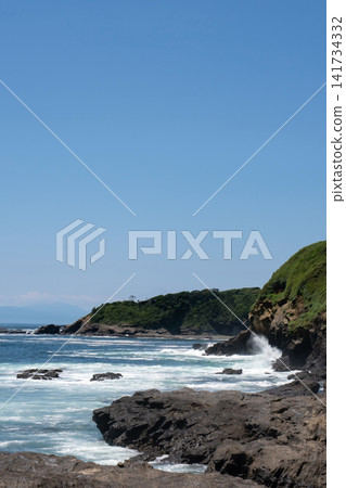 Waves crashing onto the shore, Jogashima Island, Miura City, Kanagawa Prefecture Waves crashing onto the shore, Jogashima Island, Miura City, Kanagawa Prefecture 141734332