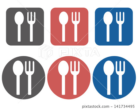 Spoon and fork cutlery icon set Spoon and fork cutlery icon set 141734495
