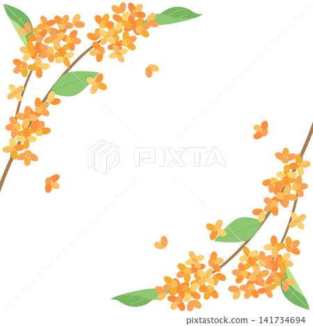 Autumn card decorated with osmanthus flowers (1:1 aspect ratio version) Autumn card decorated with osmanthus flowers (1:1 aspect ratio version) 141734694