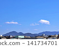 View of Mt. Futakami and the Katsuragi mountain range from Yao, Osaka. 141734701