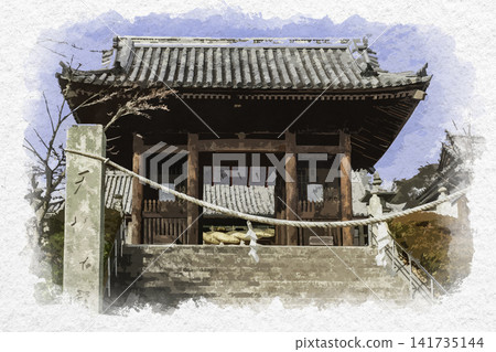 水彩風格繪畫:岡山縣倉敷市倉敷市倉敷美麗館歷史街區、阿知神社、瑞神門 水彩風格繪畫:岡山縣倉敷市倉敷市倉敷美麗館歷史街區、阿知神社、瑞神門 141735144