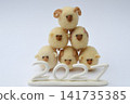 New Year's card design featuring overlapping wool felt sheep 141735385