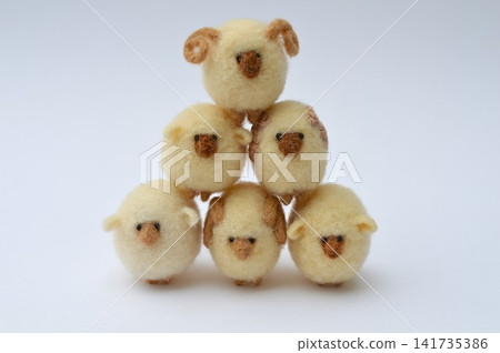 Wool felt sheep piled up Wool felt sheep piled up 141735386