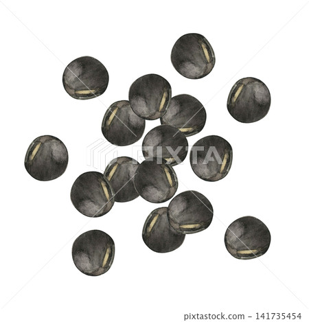 Black Beans - Power Food - Watercolor Illustration Black Beans - Power Food - Watercolor Illustration 141735454