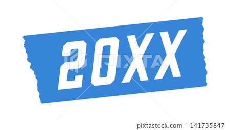 Blue tape with white numbers 20XX - a simple and stylish decorative material representing a provisional year or number. Blue tape with white numbers 20XX - a simple and stylish decorative material representing a provisional year or number. 141735847