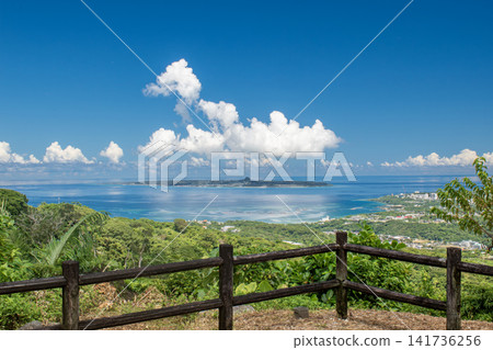 Ie Island as seen from the observation deck of the Daikayo Forest Road Ie Island as seen from the observation deck of the Daikayo Forest Road 141736256