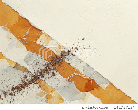 A modern background featuring amber and light gray torn Japanese paper layered diagonally. A modern background featuring amber and light gray torn Japanese paper layered diagonally. 141737154