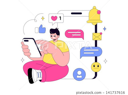 Social Media Addiction Illustration Featuring Smartphone Dependency, Digital Overuse, Endless Scrolling, and Mental Wellness Awareness Social Media Addiction Illustration Featuring Smartphone Dependency, Digital Overuse, Endless Scrolling, and Mental Wellness Awareness 141737616