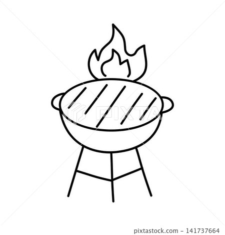 hand drawn barbecue grill illustration picnic hand drawn barbecue grill illustration picnic 141737664