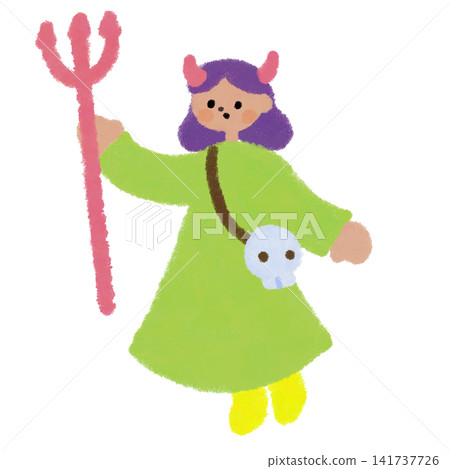 Illustration of a girl in a devil costume Illustration of a girl in a devil costume 141737726