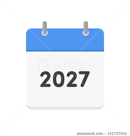 Icon of a blue daily calendar for the year 2027 - Simple calendar and annual planning image illustration material Icon of a blue daily calendar for the year 2027 - Simple calendar and annual planning image illustration material 141737932