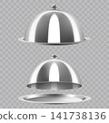 Silver Restaurant Cloche and Tray Mockup Vector 141738136