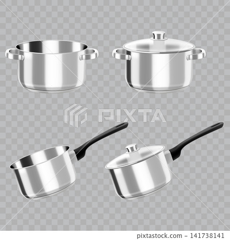 Stainless Steel Cooking Pot and Saucepan Vector Stainless Steel Cooking Pot and Saucepan Vector 141738141