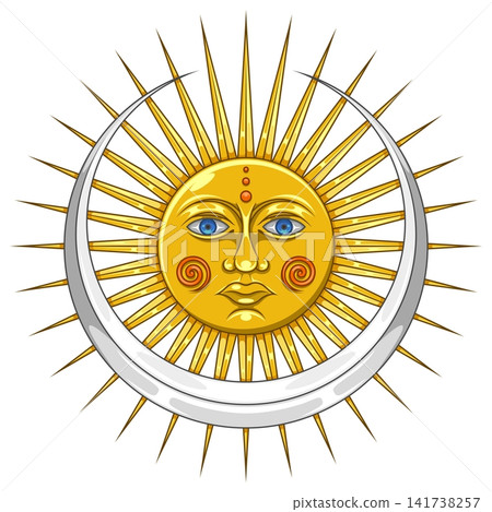 May sun and moon icon celestial face May sun and moon icon celestial face 141738257