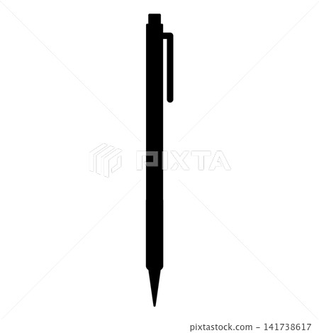 A simple icon of a retractable ballpoint pen depicted in a black silhouette; suitable for writing instruments, business, and learning. A simple icon of a retractable ballpoint pen depicted in a black silhouette; suitable for writing instruments, business, and learning. 141738617
