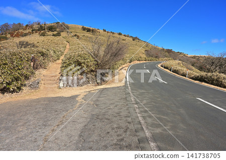 伊豆半島伊豆山脊步道:從戶田停車場出發,穿過一片草地,可以看到西伊豆天際線和達摩山的入口。 伊豆半島伊豆山脊步道:從戶田停車場出發,穿過一片草地,可以看到西伊豆天際線和達摩山的入口。 141738705