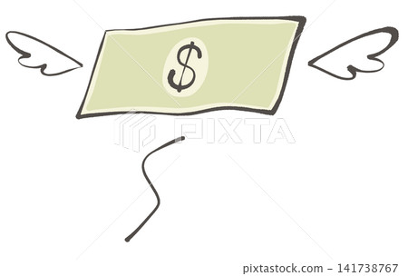 An illustration of dollar bills flying away. 141738767