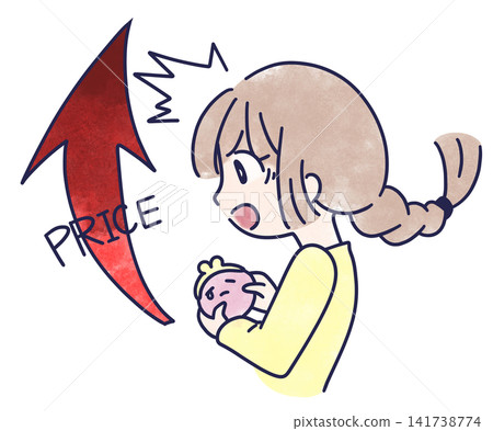An illustration of a woman surprised by high prices. An illustration of a woman surprised by high prices. 141738774