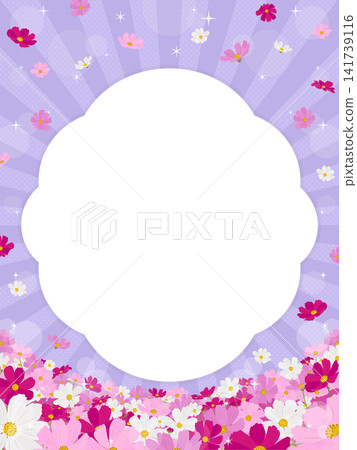 背景/邊框影像,以波斯菊花田和散景效果為特色(垂直方向)。 背景/邊框影像,以波斯菊花田和散景效果為特色(垂直方向)。 141739116