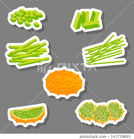 Illustration on theme big set different types african kiwano Illustration on theme big set different types african kiwano 141739681
