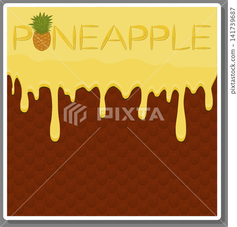 Illustration on theme falling runny pineapple drip at sugary waffle cookie Illustration on theme falling runny pineapple drip at sugary waffle cookie 141739687